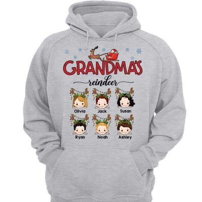 Grandmas Little Reindeer Personalized Hoodie Sweatshirt